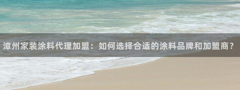 和记国际开户：漳州家装涂料代理加盟：如何选择合适的涂料品牌和加盟商？